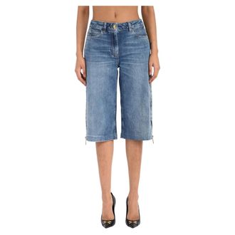 Elisabetta Franchi Denim Shorts, female, Blue, Size: W25 Denim Bermuda with Side Zip