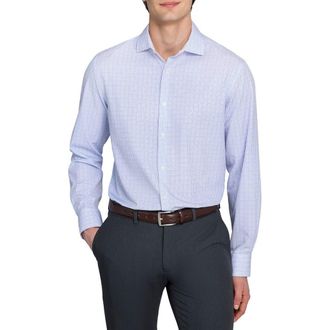 W.R.K Slim Fit Plaid Performance Dress Shirt in White/Purple at Nordstrom, Size 16.5 - R