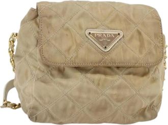 Prada Pre-owned Cross Body Bags, female, Beige, Size: ONE SIZE Pre-owned Vintage Nylon Shoulder Bag