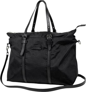 Gucci Black Nylon Leather Tote Bag (Pre-Owned)