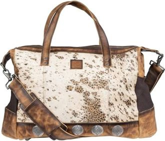 StS Ranchwear Womens Serengeti Amelia Leather Multi-Bag In Cream Cowhide/leopard Print/brown