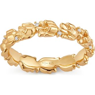 Made by Mary Cubic Zirconia Birthstone Flower Eternity Band Ring in Gold May at Nordstrom, Size 10