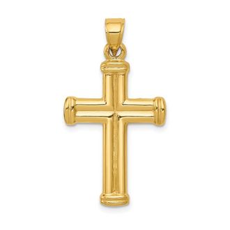 Diamond2Deal 14k Yellow Gold Hollow Cross Pendant