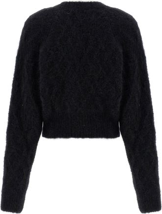 Rotate Brushed Wool-Blend Knit Cardigan - Black