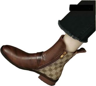 Generic QXDZSW Leather Flat Bot Boots Womens Autumn Winter Small Design Sensation Chic ort Boots Slim Booties