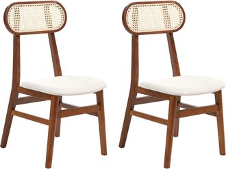 Beliani Set Di 2 Sedie Da Pranzo Imbottite In Poliestere Marrone E Beige Chiaro Fallon