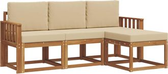 vidaXL Conjunto De Sof&aacute;s De Exterior 4 Uds. Natural Y Beige Vidaxl