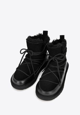 Wittchen Dames Veterschoenen met Bont Zwart Su&egrave;de Leer