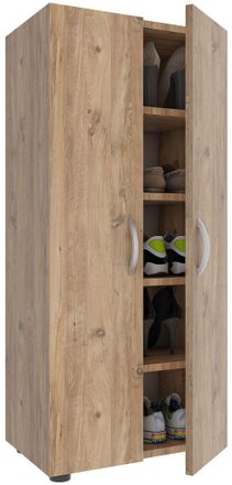 ebuy24 Gabinete De Zapatos De Madera Vcm Dimensiones: Al. 108 X An. 49 X P. 30 Cm Armario Multiusos 5 Compartimentos 2 Puertas Giratorias - Ulas (roble De Mi
