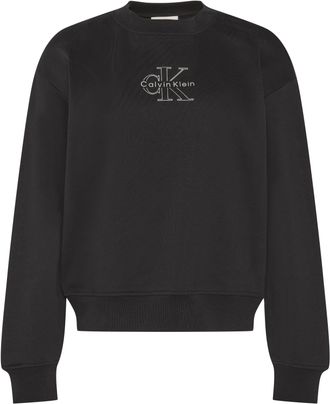 Calvin Klein Jeans Sweatshirt CALVIN KLEIN JEANS FOIL CREW SWEATSHIRT, Damen, Gr. XXL (46), schwarz, Sweatware, Obermaterial: 100% Baumwolle, unifarben, regular fit norm