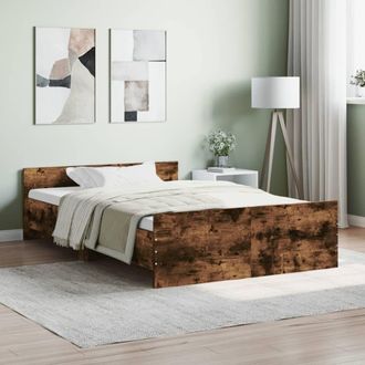 Berkfield Home Bed Frame with Headboard & Footboard Smoked Oak 120x190 cm Small Double in Brown
