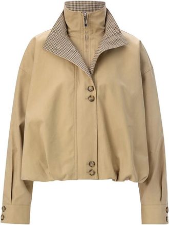 Rich & Royal Katoenen Blouson met Ruitdetail - Dames - Zomerjassen - Beige - M - Katoen - Jassen