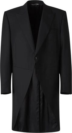 Canali peak lapel plain wool morning coat - Black