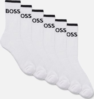 HUGO BOSS Mens BOSS 6-Pack QS Stripe Socks, White - White/White
