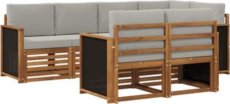 vidaXL Conjunto De Sof&aacute;s De Exterior 6 Uds. Natural Y Gris Claro Vidaxl