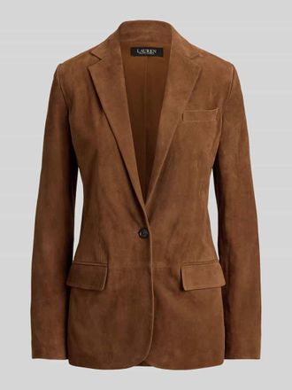 Lauren Ralph Lauren Regular Fit Blazer aus echtem Veloursleder in Camel, Gr&ouml;&szlig;e 34