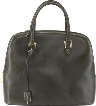 Ferragamo Vintage Handbag Leather Khaki Leather Handbag (Pre-Owned)