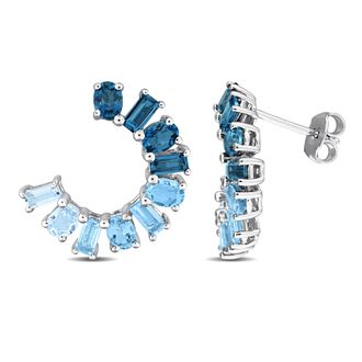 Mimi & Max Multi-Gem Curved Stud Earrings Sterling Silver