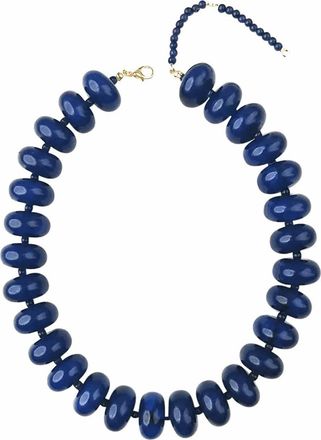 Gemelli Womens Positano Beaded Statement Necklace In Blue