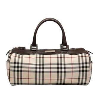 Burberry Pre-owned House Check Canvas Handbag - Dames - Pre-owned - Beige - Maat: ONE Size Leer