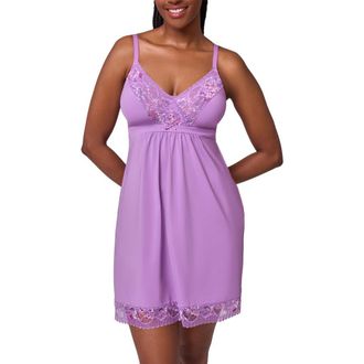 Montelle Intimates Lace Trim Full Bust Support Chemise in Tulip/tulip Field at Nordstrom, Size 3X-Large