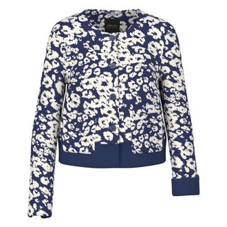 Marc Cain Korte jas met all-over print - Dames - Truien - Blauw - Maat: M Poliester