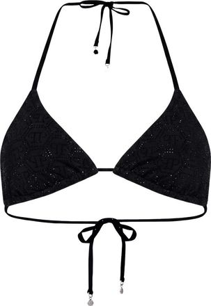 Philipp Plein Zwem Driehoek Beha Monogram Strass - Dames - Bikinis - Zwart - XS - Badmode