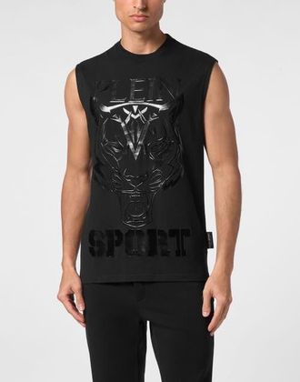 Plein Sport Sleeveless T-Shirt Round Neck Ss Tiger Men in Black/black at Nordstrom, Size Xxx-Large Eu