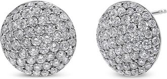 House of Brilliance 18K White Gold 3 1/2 Cttw Shared Prong Set Diamond Cluster Composite Disc Stud Earrings