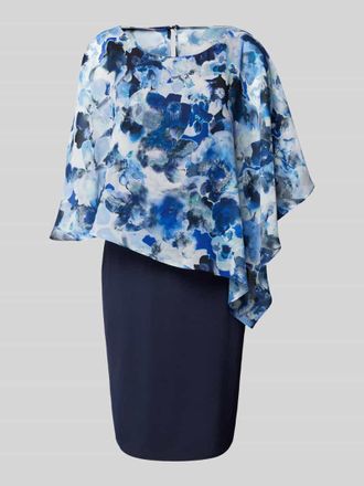 Vera Mont Knielanges Cocktailkleid im Double-Layer-Look in Blau, Gr&ouml;&szlig;e 36