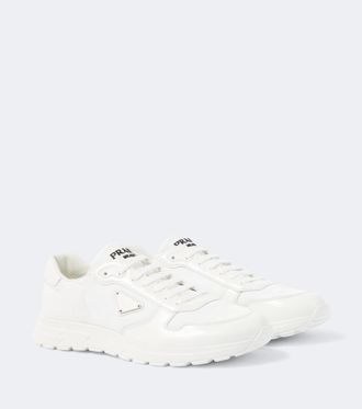 Prada Logo leather-trimmed sneakers