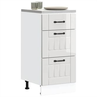 Berkfield Home Kitchen Base Cabinet Lucca High Gloss White Engineered Wood