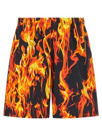 VETEMENTS Mens Black & Orange Fire Bermuda Shorts