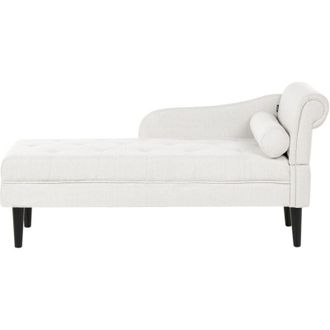 Beliani Chaise longue in tessuto con bracciolo destro con Gambe in legno bianco sporco Yvoire