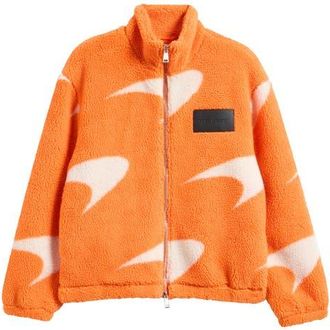Reiss x McLaren Fleece Jacket in Papaya Orange/W at Nordstrom, Size Xx-Large