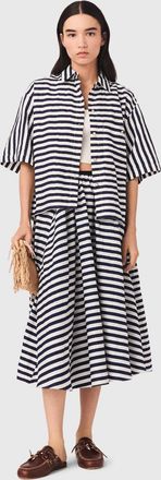 Maje Linen-blend Midi Skirt - Multi-coloured - Maje