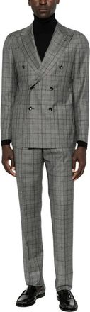 Tagliatore Double-breasted Suit - Heren - Business pakken - Grijs - M - Leer - Kostuums