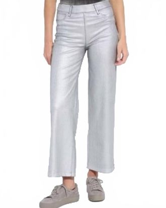 Lyss&eacute; Metallic Coated Wide Leg Denim Pants In Silver
