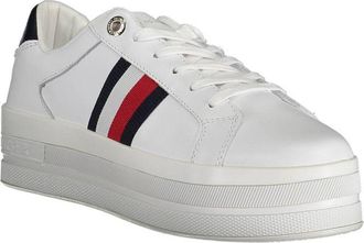 Tommy Hilfiger Platform Sole with Striped Trim Sneaker - White