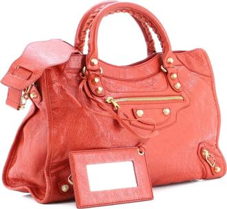 Balenciaga City Giant Studs Bag Leather Medium satchel - Rood