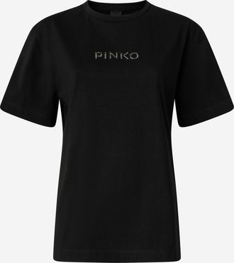 Pinko Pinko More Strass Less Stress-Baumwoll-T-Shirt