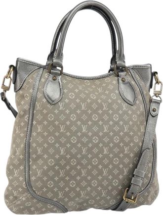 Louis Vuitton Angele Handbag Mini Lin Gray Canvas Handbag (Pre-Owned)