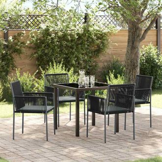 vidaXL Conjunto De Comedor De Jard&iacute;n 5 Pcs Negro Polirat&aacute;n Vidaxl
