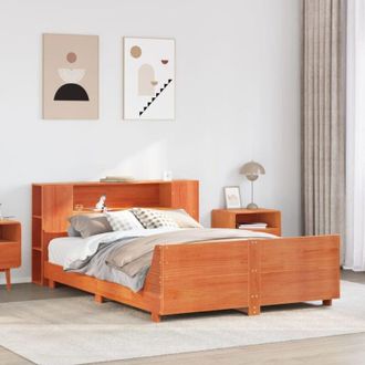 vidaXL Vidaxl - Cama Sin Colch&oacute;n Madera Maciza De Pino Marr&oacute;n Cera 140x190 Cm