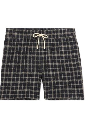 Portuguese Flannel Dorne Straight-Leg Checked Cotton and Linen-Blend Jacquard Drawstring Shorts