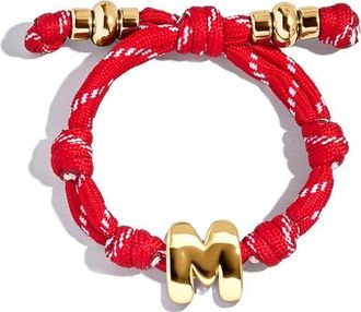 BaubleBar Knotty Initial Bracelet in Red M at Nordstrom