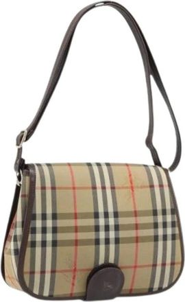 Burberry Pre-owned Cross Body Bags, female, Beige, Size: ONE SIZE Pre-owned Canvas Shoulder Bag