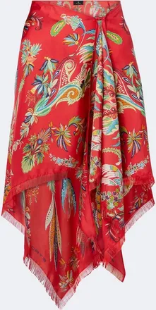 Etro Paisley asymmetric silk twill miniskirt