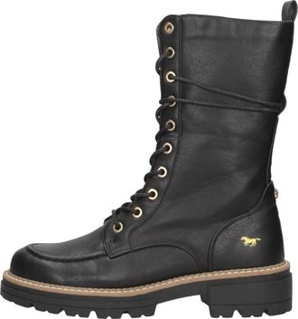 Mustang Veterschoenen Hoog - Dames - Veterlaarzen - Zwart - 36 EU - Leer - Schoenen