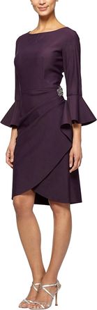 Alex Evenings Sheath Compression Cocktail Dress In Aubergine